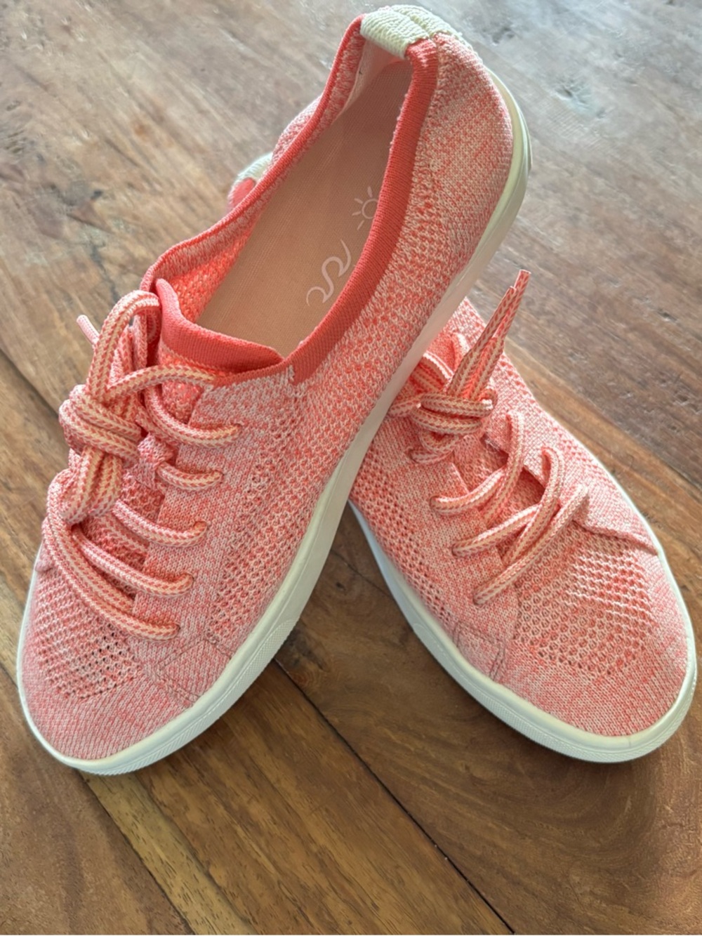 Soludos Knit Lace-Up Breathable Sneakers in Coral Confetti - Picture 3 of 5